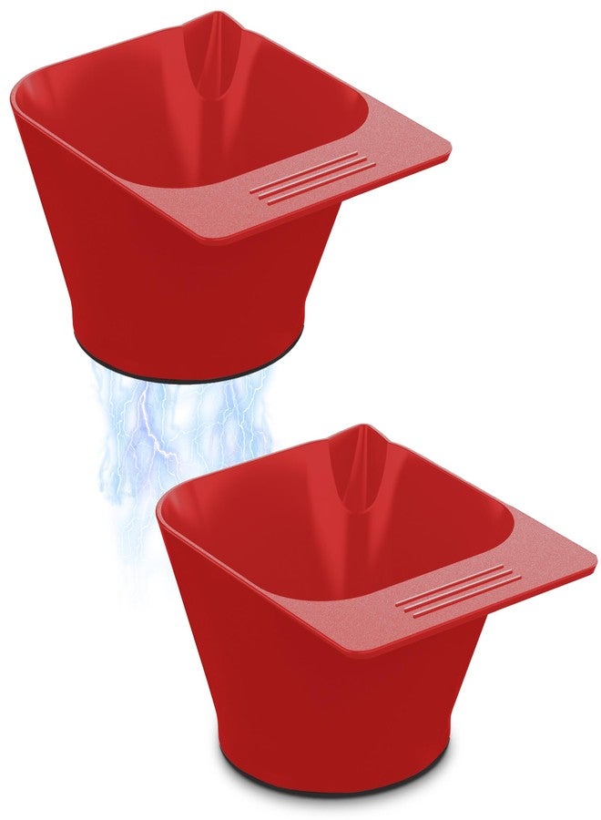 TASALON 2 Piece Magnetic Plastic Bowls Set for Hair Dye, Mixing Bowl for Hair Dye, Beauty Salon and Barber Station for Hairstylists, Red - Image 1